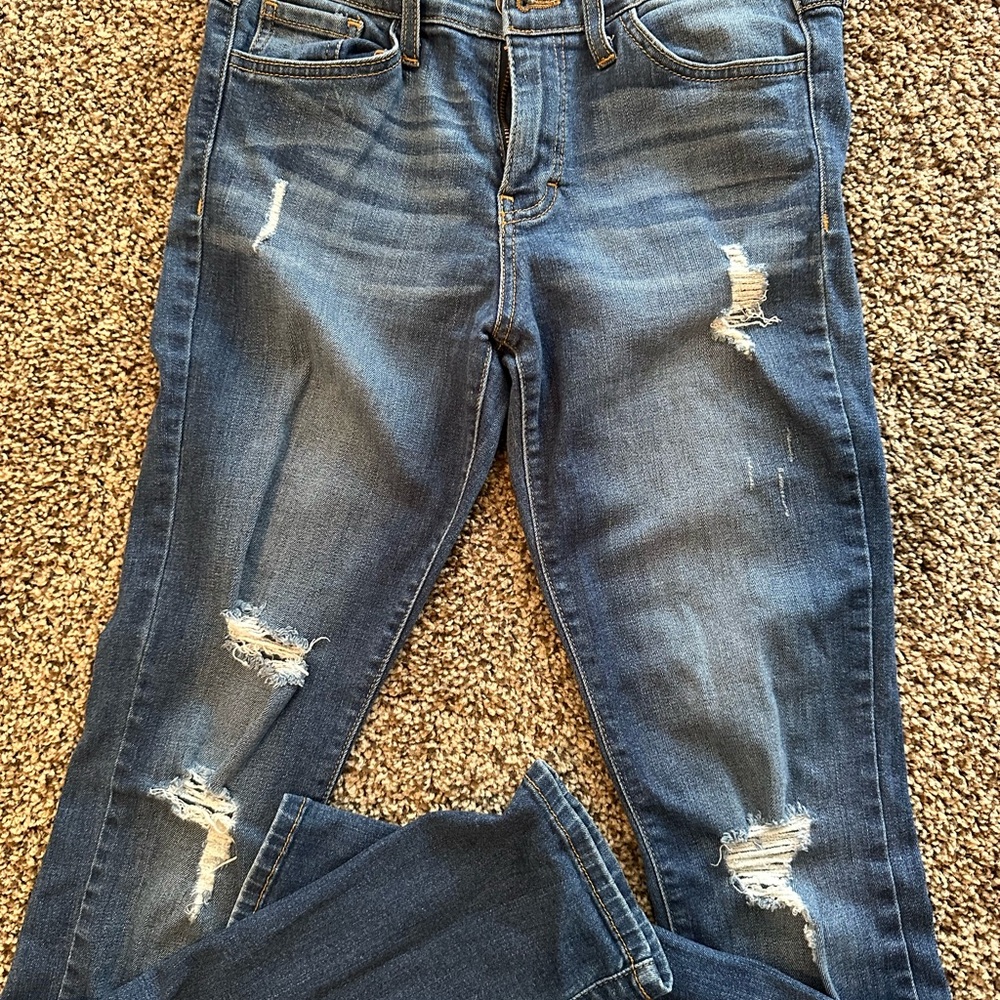 Distressed Blue Jeans